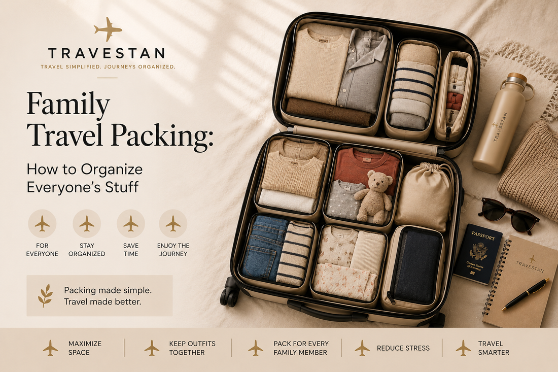 Family travel packing — how to organize everyone's stuff — Travestan