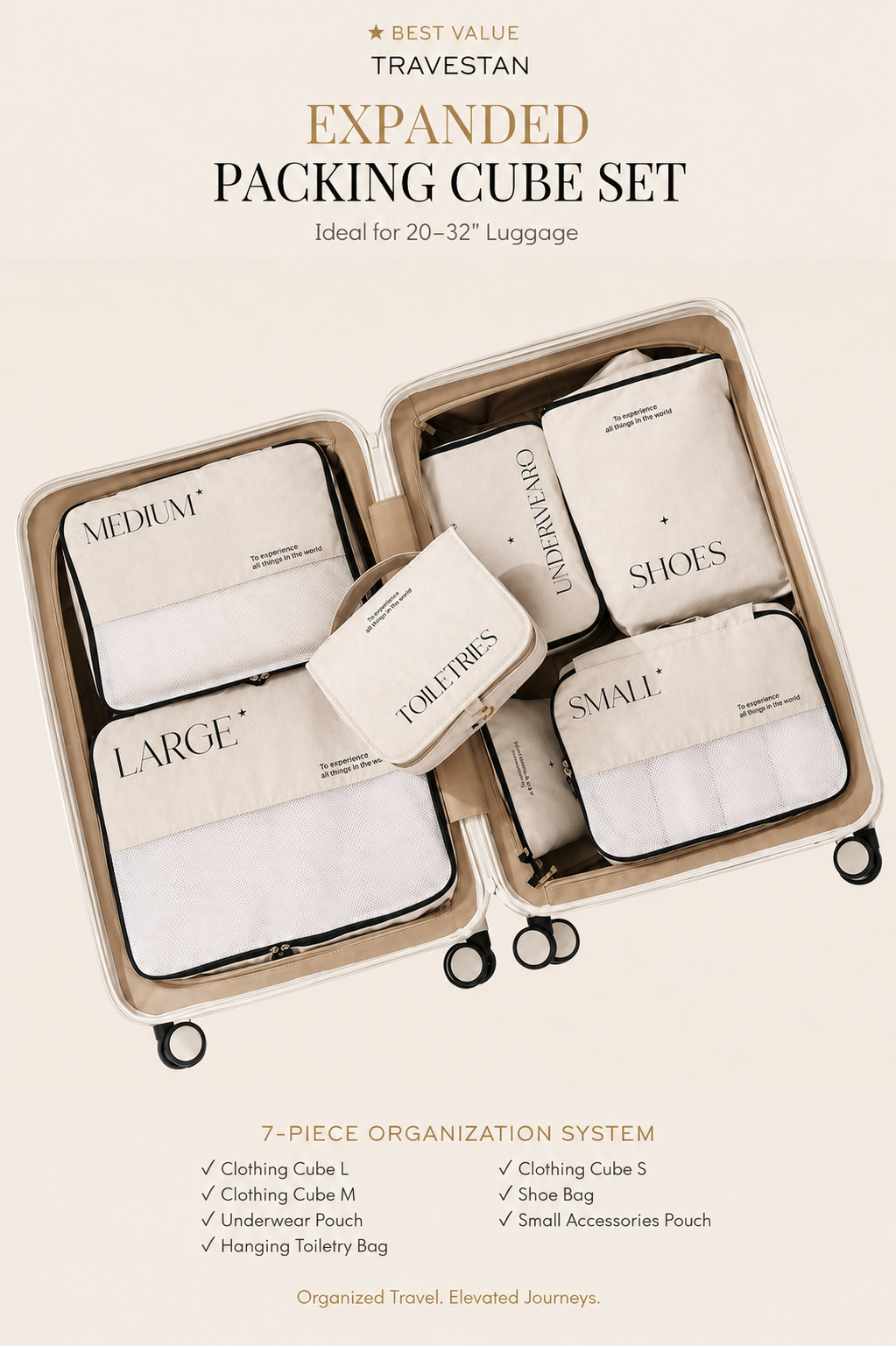 Expanded 7-piece packing cube set — best value
